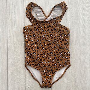 Carter’s one piece swimsuit, leopard ruffles 6/6X